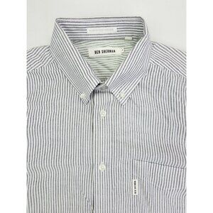 Ben Sherman Medium Mens Pocket Logo Black White Stripe The British Oxford Shirt